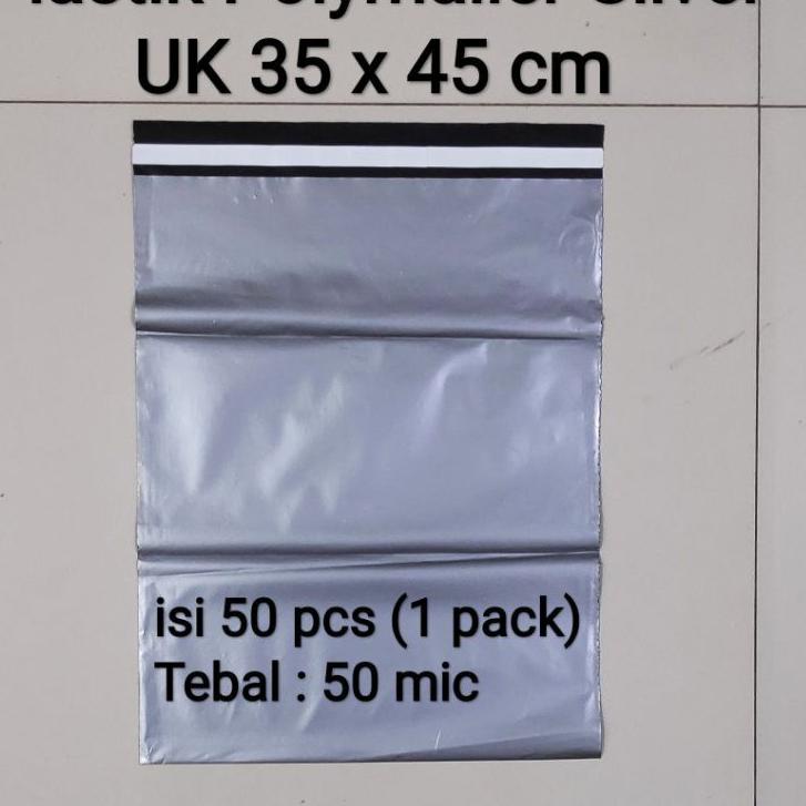 

지 Plastik Packing Polymailer Silver Uk 35x45 50 pcs, plastik packing Lem, plastik olshop