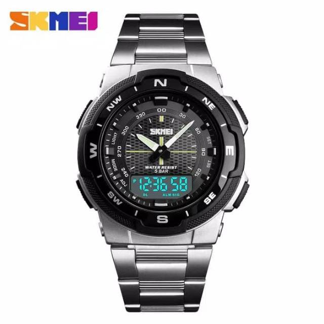 Jam skmei 1370 silver original  bergaransi free carton box SKMEI