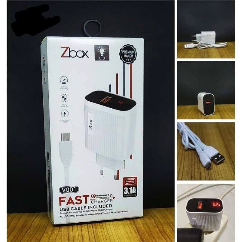 [V001]Charger Zboox Micro Usb 3.1A LED Fast Charging By Zboox