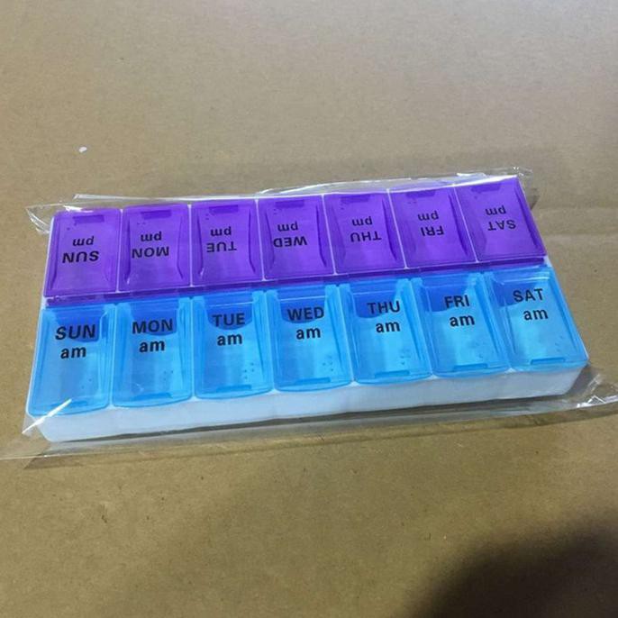 

14 Grids 7-Day Am/Pm Dual Row Portable Pill Planner Organizer Box