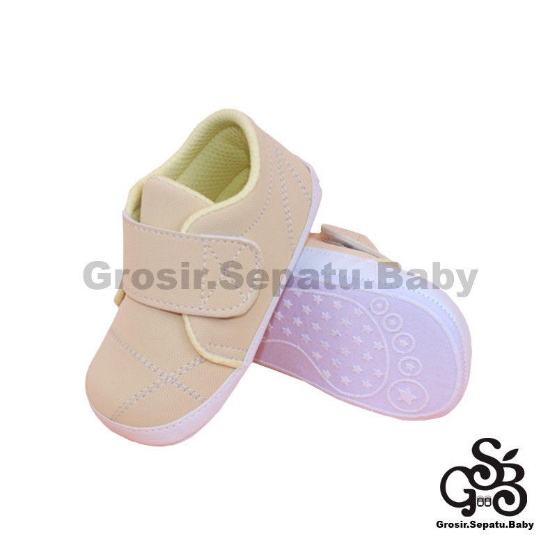 Prewalker - Sepatu Bayi - Baby Shoes | 2-12 bulan | Simple Classy KREM casual polos ringan &amp; fleksibel