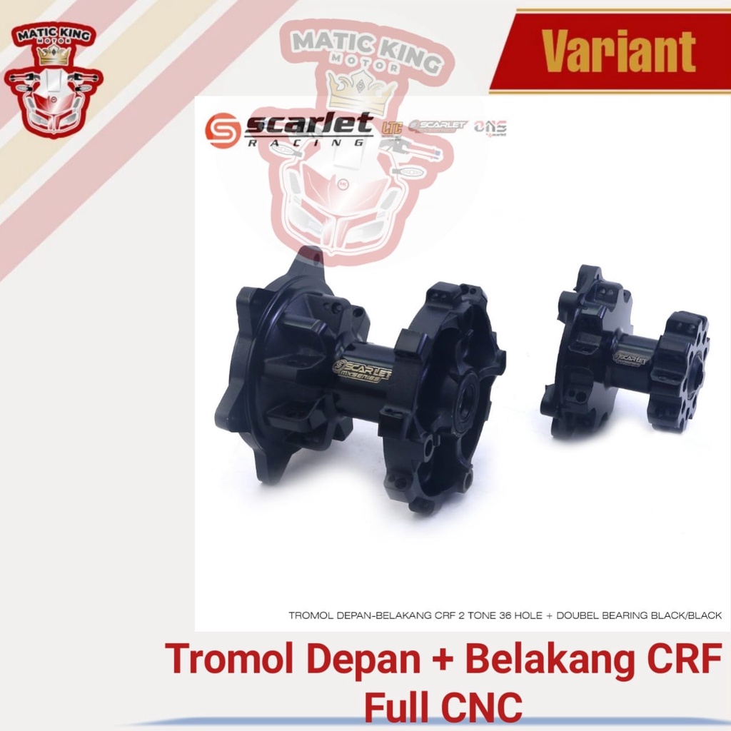 Tromol CRF 150 set Scarlet Hole 36/36 Full CNC depan dan belakang