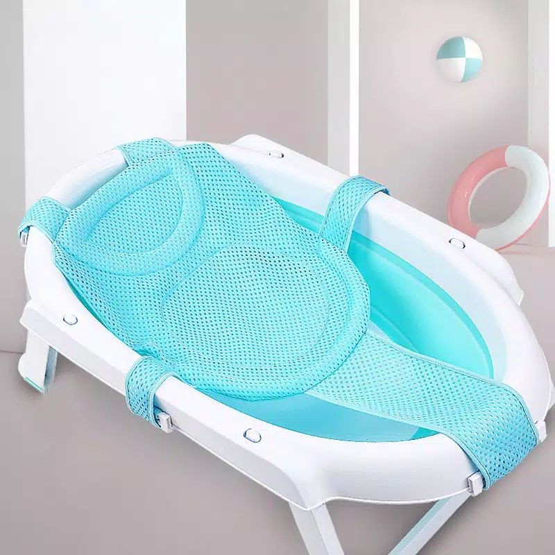 ORI Jaring mandi pengaman bayi baru lahir Bantal Bak Mandi Bayi Anti Slip Adjustable Bentuk Silang Jaring Mandi Bayi Premium Busa besar Jaring Alas Mandi Bayi Ukuran Besar/Alas Mandi Bayi Baby bath Helper premium pra Drktis