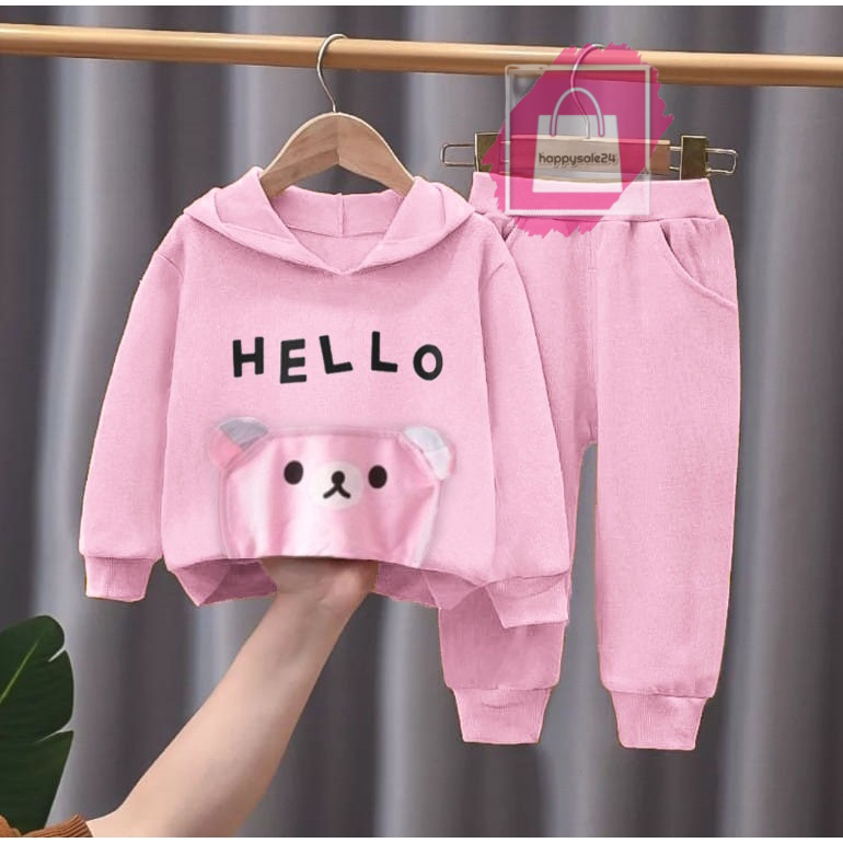 PROMO SETELAN JAKET HOODIE ANAK PEREMPUAN MOTIF HELLO 1-5 TAHUN PROMO JAKET HOODIE JAKET ANAK LAKI LAKI DAN PEREMPUAN