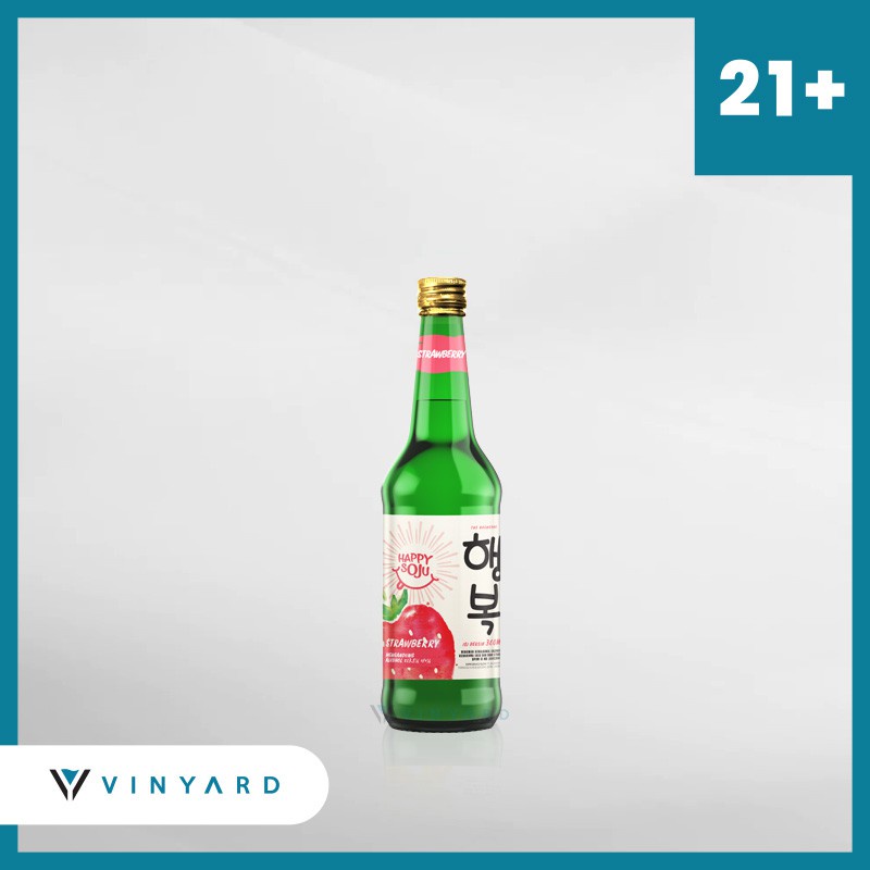 Happy Soju Strawberry 360ml ( Original &amp; Resmi By Vinyard )