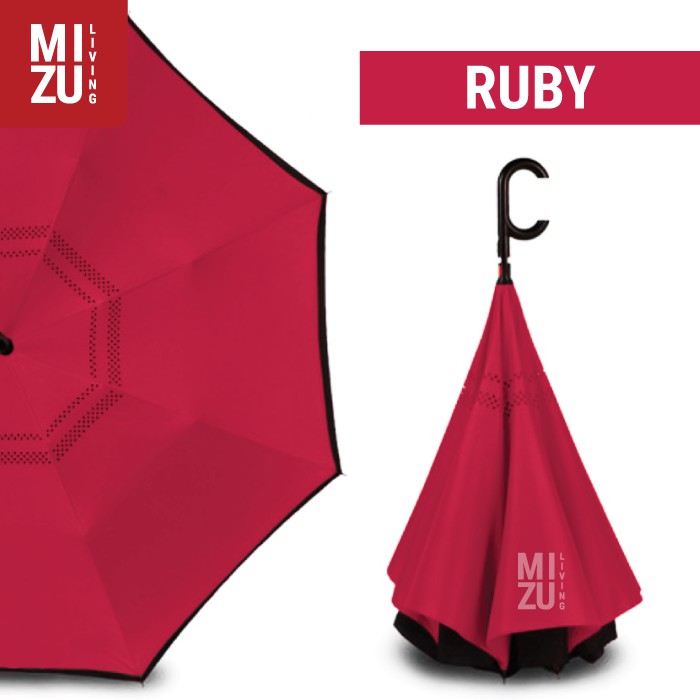 Payung Terbalik Kazbrella POLOS Payung Mobil Reverse Umbrella Gagang C-RUBY