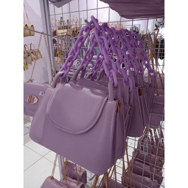 Tas wanita warna ungu (Top Handle Bag)