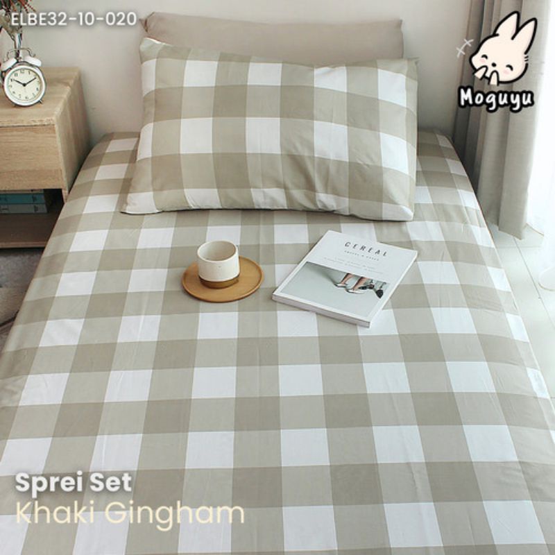 Sprei Seprai Aesthetic Emily Khaki Estetik Single King Queen Kasur no 1 2 3 4 90x200 100x200 120x200 160x200 180x200 Bedsheet Kotak Krem Coklat