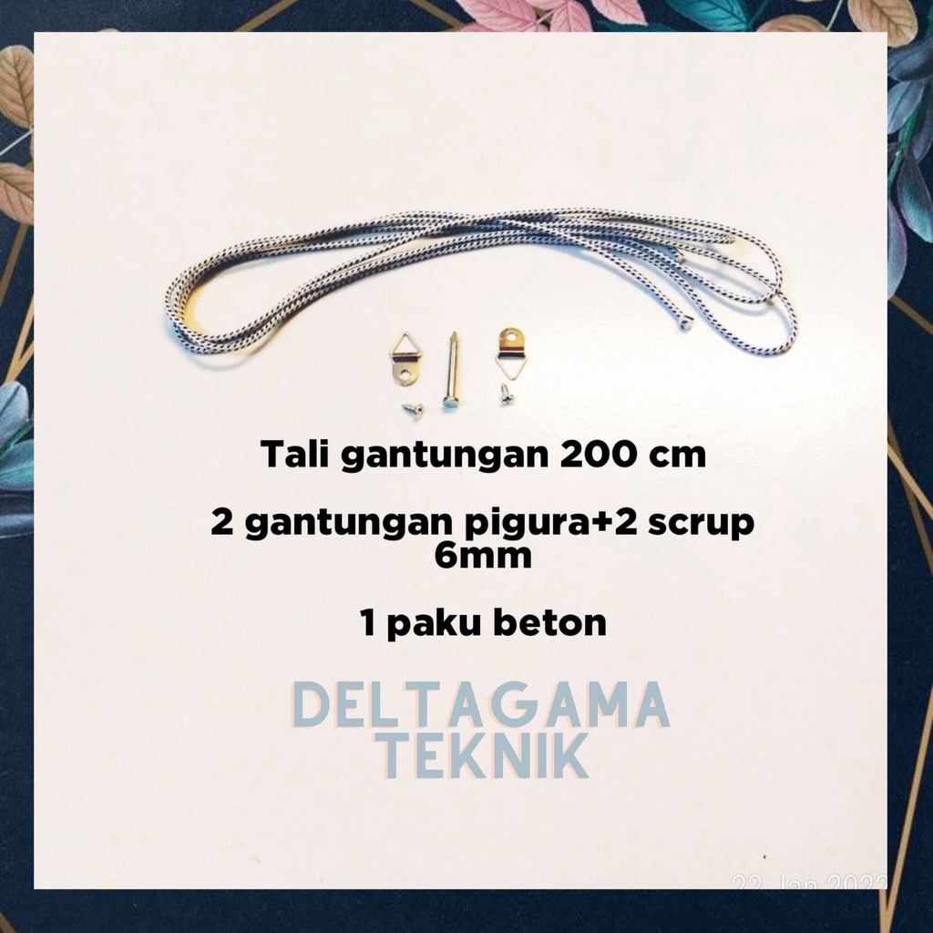 tali gantungan pigura + sekrup + tali + paku B
