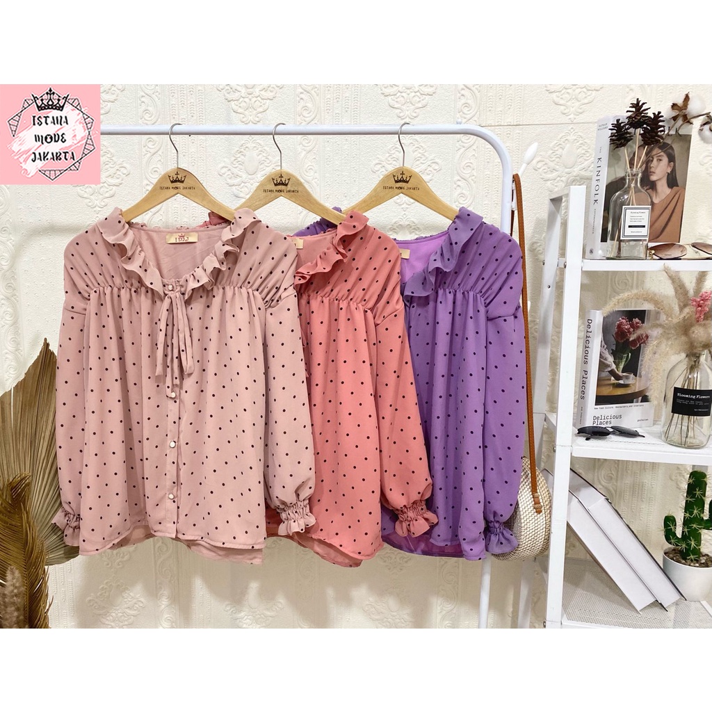 ISTANA MODE JAKARTA Sonya Jumbo baju atasan wanita terbaru blouse korean style blouse wanita lengan panjang-6