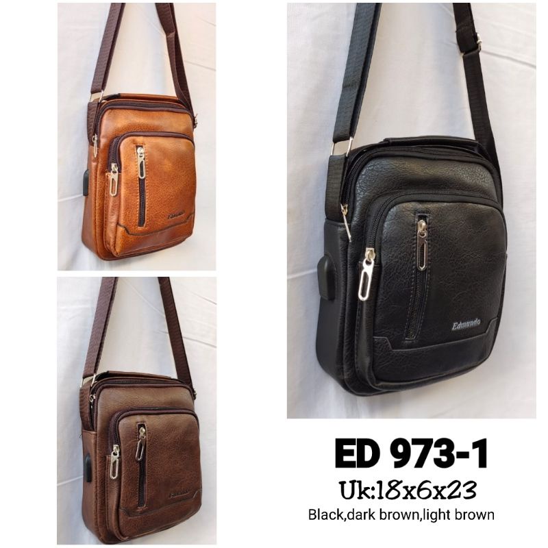 Tas Selempang Kecil USB Edmundo Kulit Anti Pecah High Quality Pria Wanita