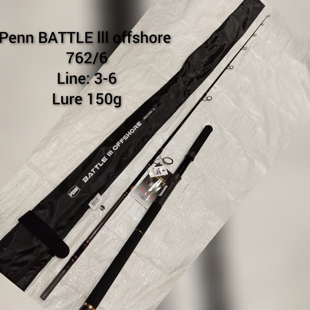 Alat Pancing Joran Pancing Penn Battle III Offshore Jig Joran Jigging 762 PE 3-6 Murah