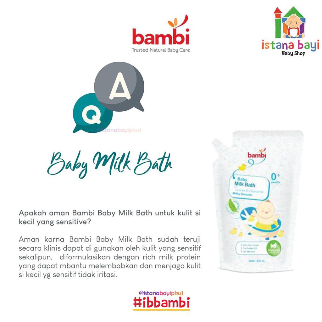 Bambi Milk bath Refill 450 ml - Sabun mandi bayi
