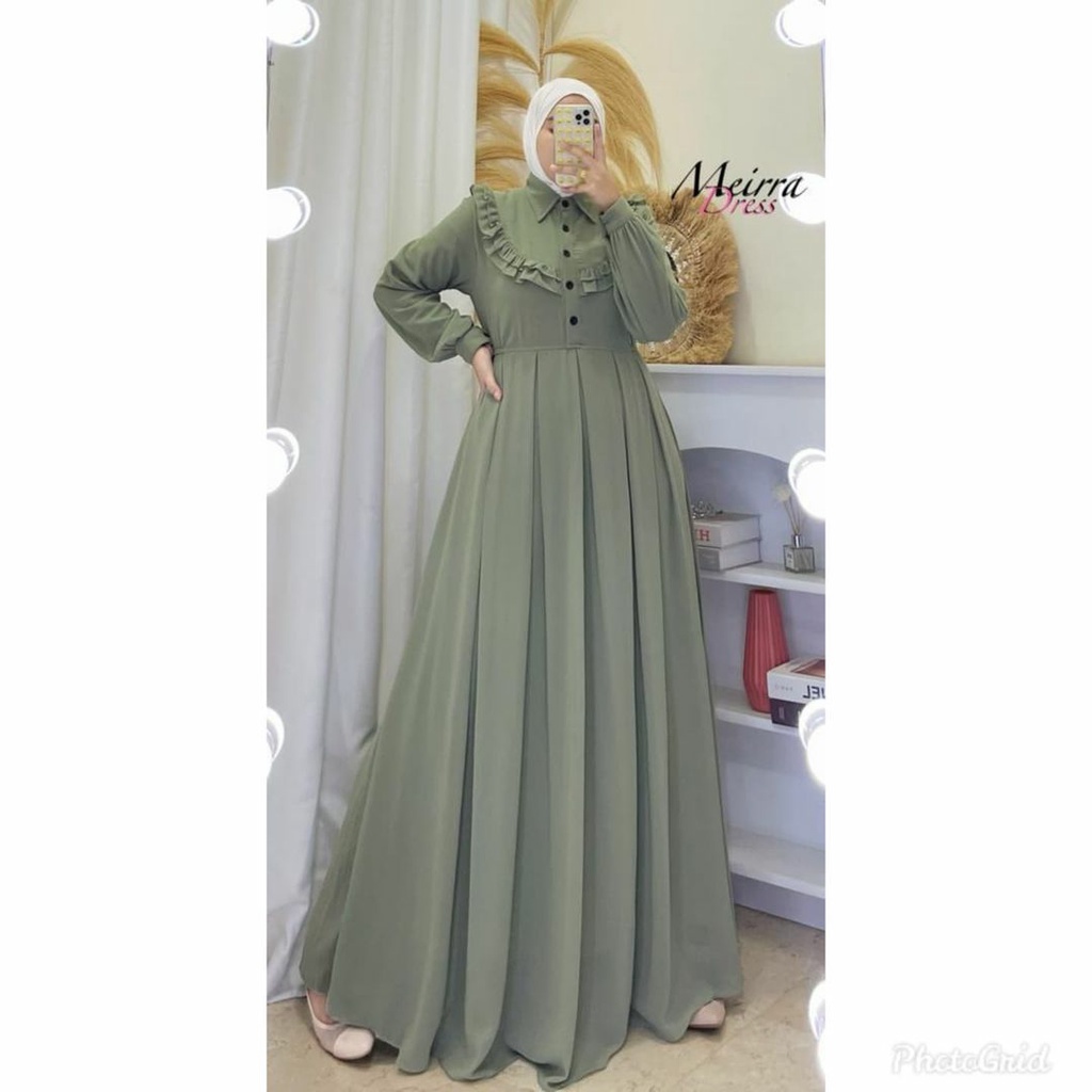 Meira Maxy Gamis Airflow Polos Bahan kringkle premium -Gamis Wanita Busui Friendly