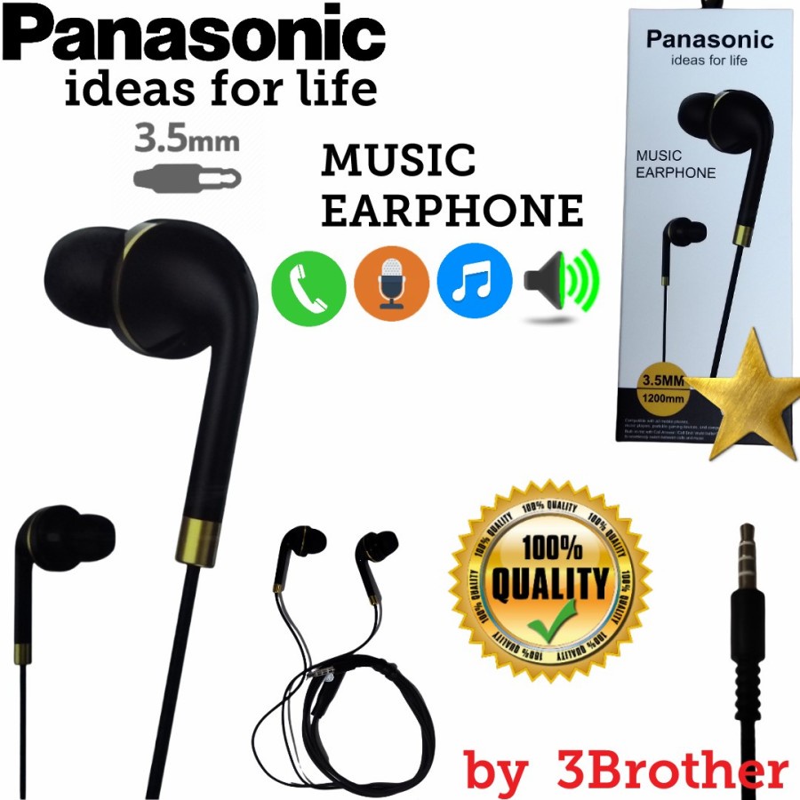 Hf Headset Panasonic Music Earphone Stereo Sound Bass