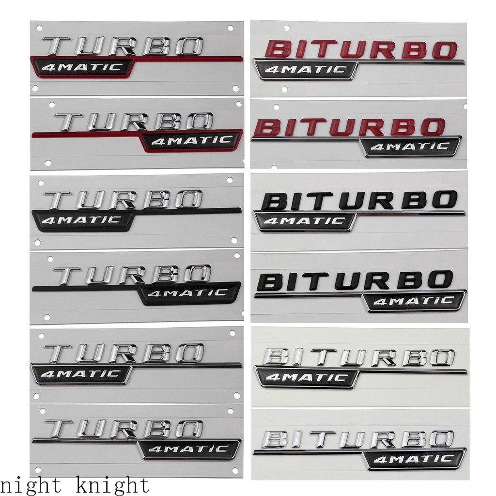 Night knight 2pcs Stiker Emblem Tulisan Turbo 4 Matic Biturbo 4matic Bahan Plastik Abs Untuk Bagasi Belakang Mobil Mercedes Benz W203 W204 W210 W211 Sls Glk W124 W168