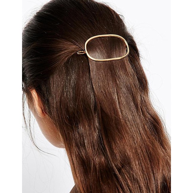 LRC Jepit Rambut Fashion Alloy Geometric Elliptical Hair Clip F4265X