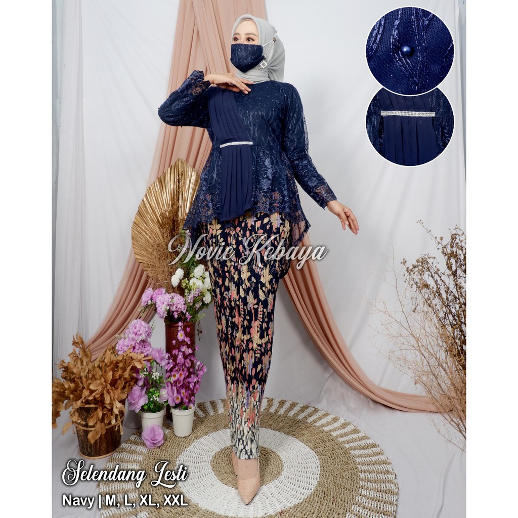 JAN&gt; KEBAYA BLOUSE SELENDANG - SET KEBAYA WISUDA MODERN - KEBAYA TULLE BORDIR - OUTFIT KEBAYA PESTA