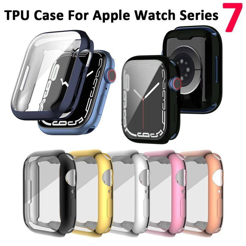 Case Bumper Pelindung Apple Watch Seri 7 6 5 4 3 2 1 SE Bahan TPU Ukuran 38 40 41 42 44 45mm