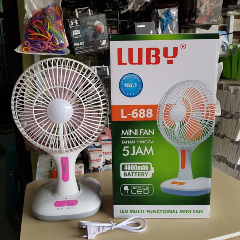 Kipas Powerbank Jumbo Luby L688 LED Keren Kipas angin emergency Plus Lampu dan