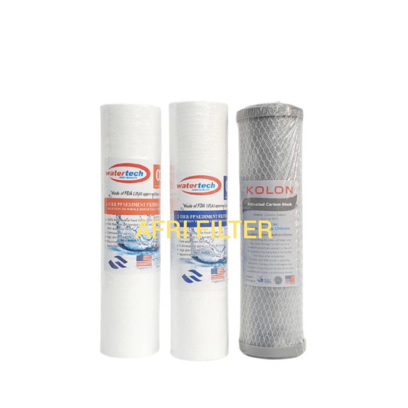 Paket Filter Air 3 Tahap Untuk Air PAM  Siap Pakai (Clear 10&quot; drat 3/4&quot; - SSC)