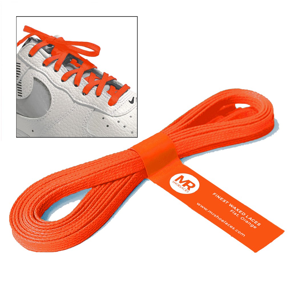 MR Shoelaces FA26 Orange (Jingga) Tali Sepatu Lilin 5mm Gepeng Flat Pipih (Waxed Laces) 90cm 100cm 120cm 200cm - Premium Shoelace