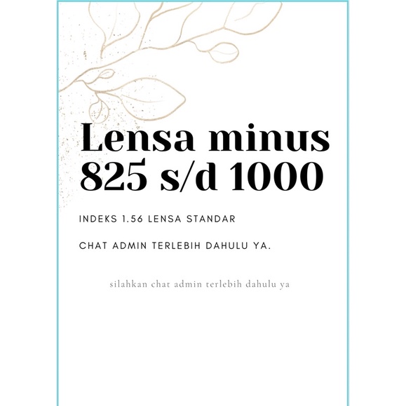 LENSA MINUS 825 SAMPAI MINUS 1000 INDEKS 1.56 STANDAR