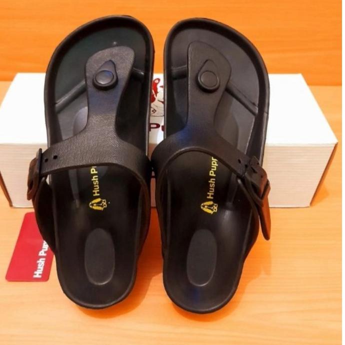 ☈ Sandal HUSH PUPPIES Donald Thong Black ORIGINAL / Sandal Pria / Sandal Jepit ☎