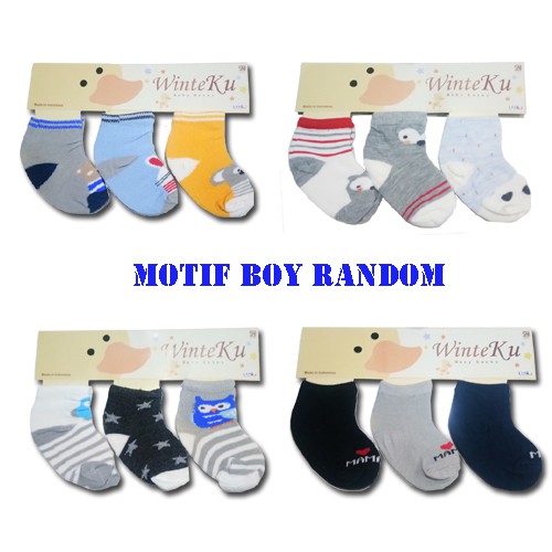 3 Pasang Kaos Kaki Bayi Winteku-Motif Girl&amp;Boy set 3in1 Murah-Vegasus Store(COD)