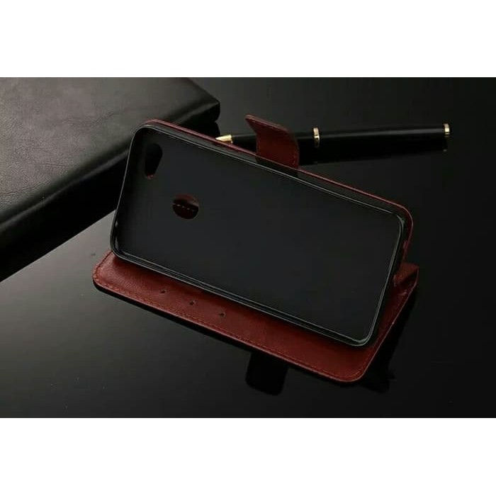 Flip Cover Oppo F7 Oppof7 Wallet Leather Case Casing - Hitam