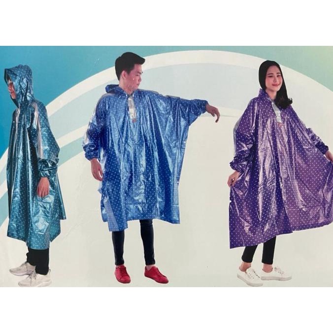 ^^^^^] Jas Hujan Dewasa Ponco Lengan METALIK POLKADOT Elmondo EPC-723