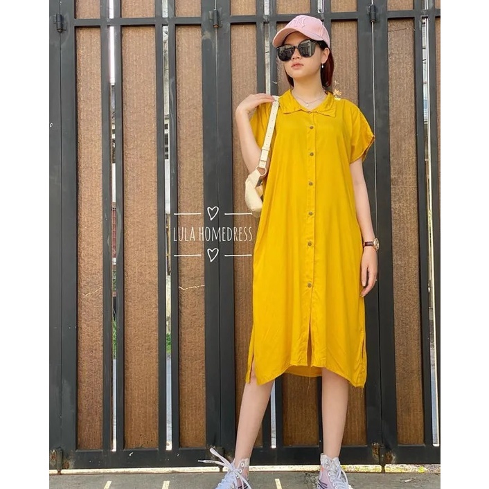 [ NEW ] Lula Homedress / Dress Polos Wanita Matt Katun Rayon / Baju Tunik Termurah / Dress Kemeja Kekinian