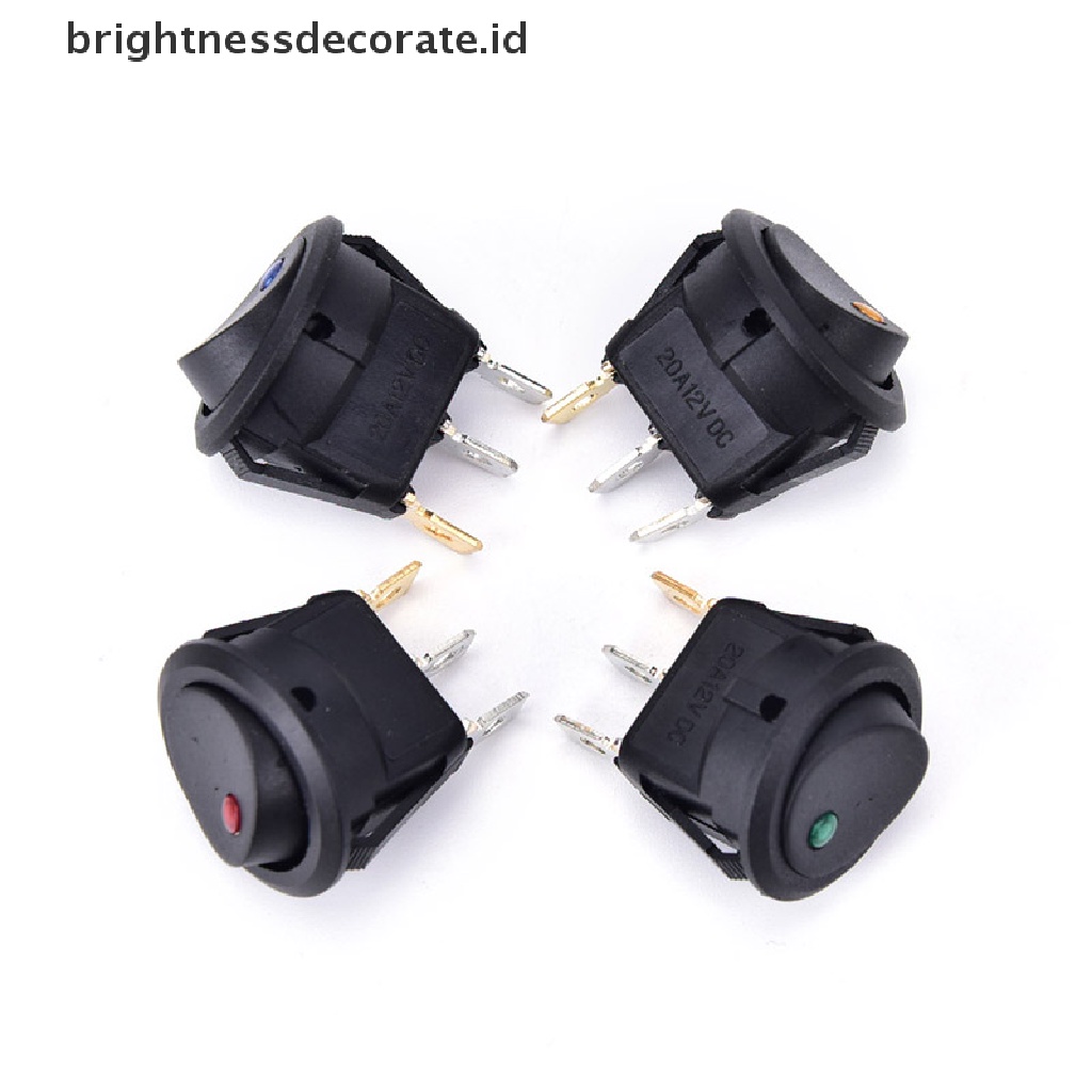 (Birth) 4pcs Saklar Rocker On / Off 12v Anti Air Bentuk Bulat Dengan Lampu Led Untuk Mobil / Perahu