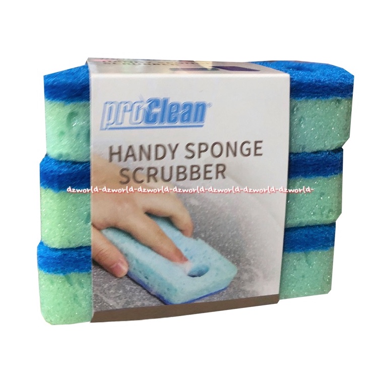 Proclean Handy Sponge Scrubber Spons Cuci Piring Biru isi 3pcs Spon Serba Guna Peralatan makan Perlengkapan memasak Perabot Pro Clean