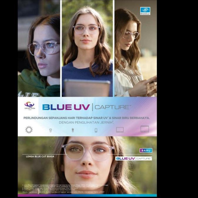 Lensa Essilor FSV Super Blue UV capture Crizal Sapphire