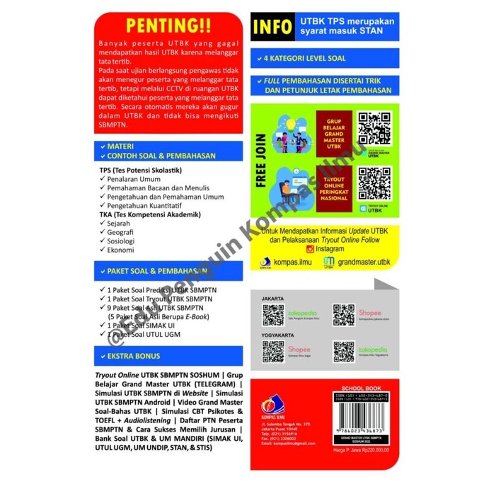 Jual Best Seller Grand Master Utbk Sbmptn Soshum 2022 Terbaru - Kompas Ilmu Murah