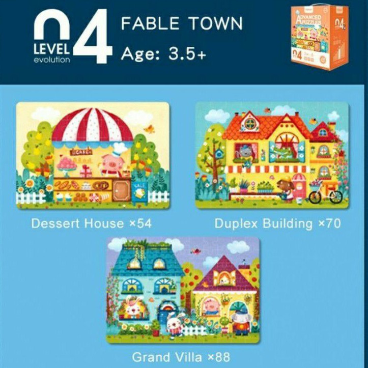 Puzzle Mideer 3in1 Fable Town LV 04 54 - 70 - 88 pc