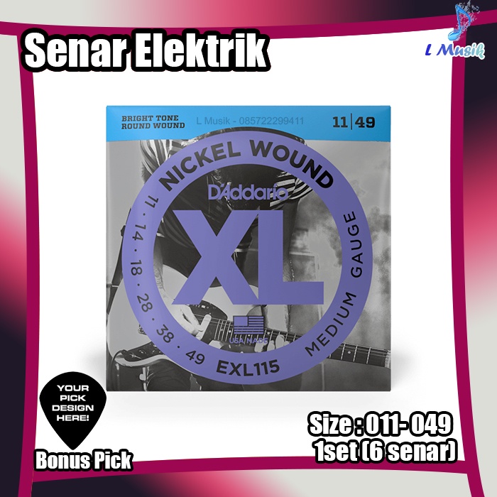 ORIGINAL SENAR GITAR D ADDARIO ELEKTRIK EXL115 - SENAR GITAR ELEKTRIK UKURAN 011