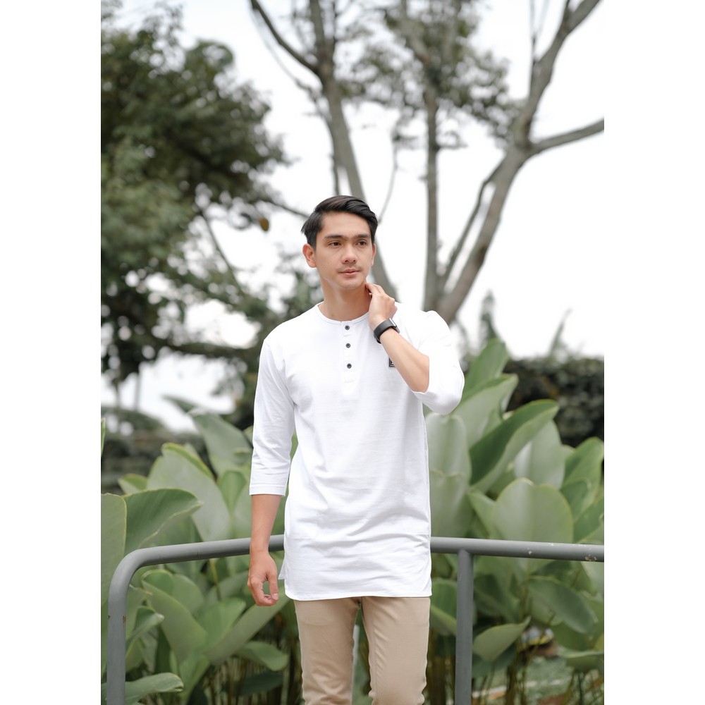 [COD] Baju Muslim Koko Pria Dewasa Slimfit / Koko Kurta Pria Kasual Muslim - Soleh Ali White