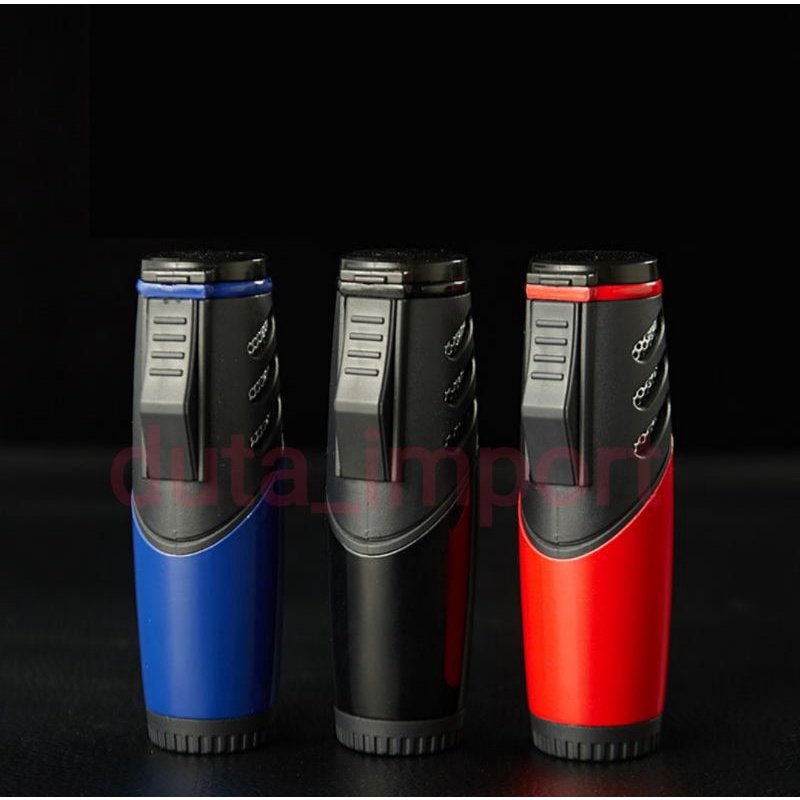 Lighter 3 jet flame/Korek api gas isi ulang murah ringan obor biru pemantik portable