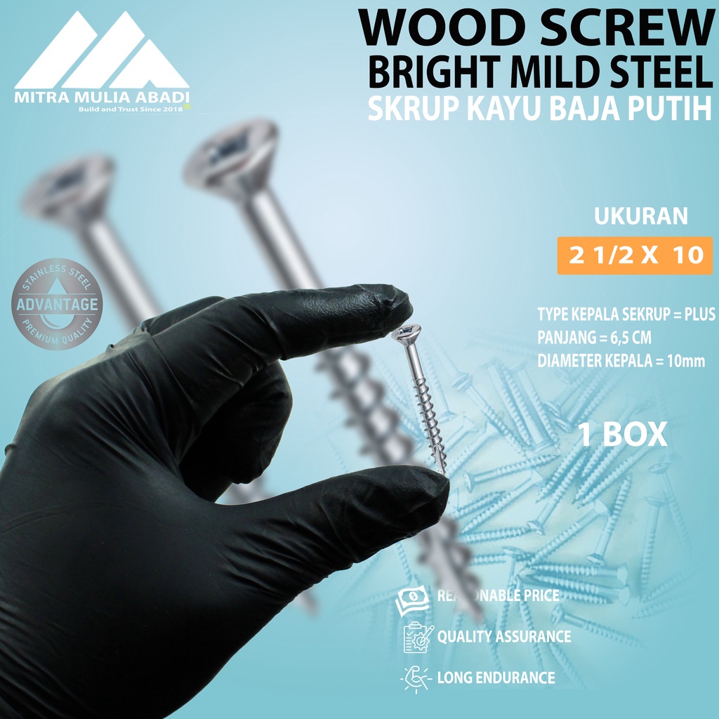 Sekrup Kayu CHW 2-1/2 inch x 10 / Skrup Wood Screw (A169)