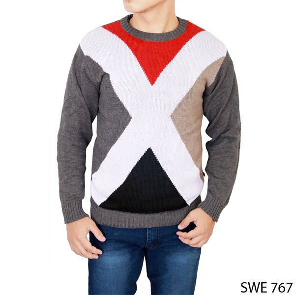 Sweater Keren Dan Murah Rajut Abu Kombinasi – SWE 767