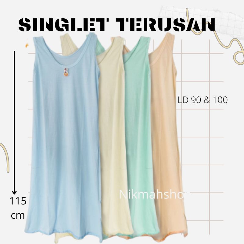 singlet kaos dalam terusan long dress androk terusan