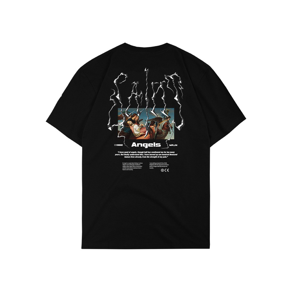 SAINT ANGEL KAOS DISTRO MRJN HITAM PRIA/WANITA