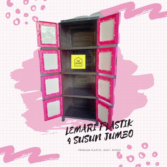 Lemari Pakaian Plastik Rak Plastik 4 Susun Karakter Lemari Baju