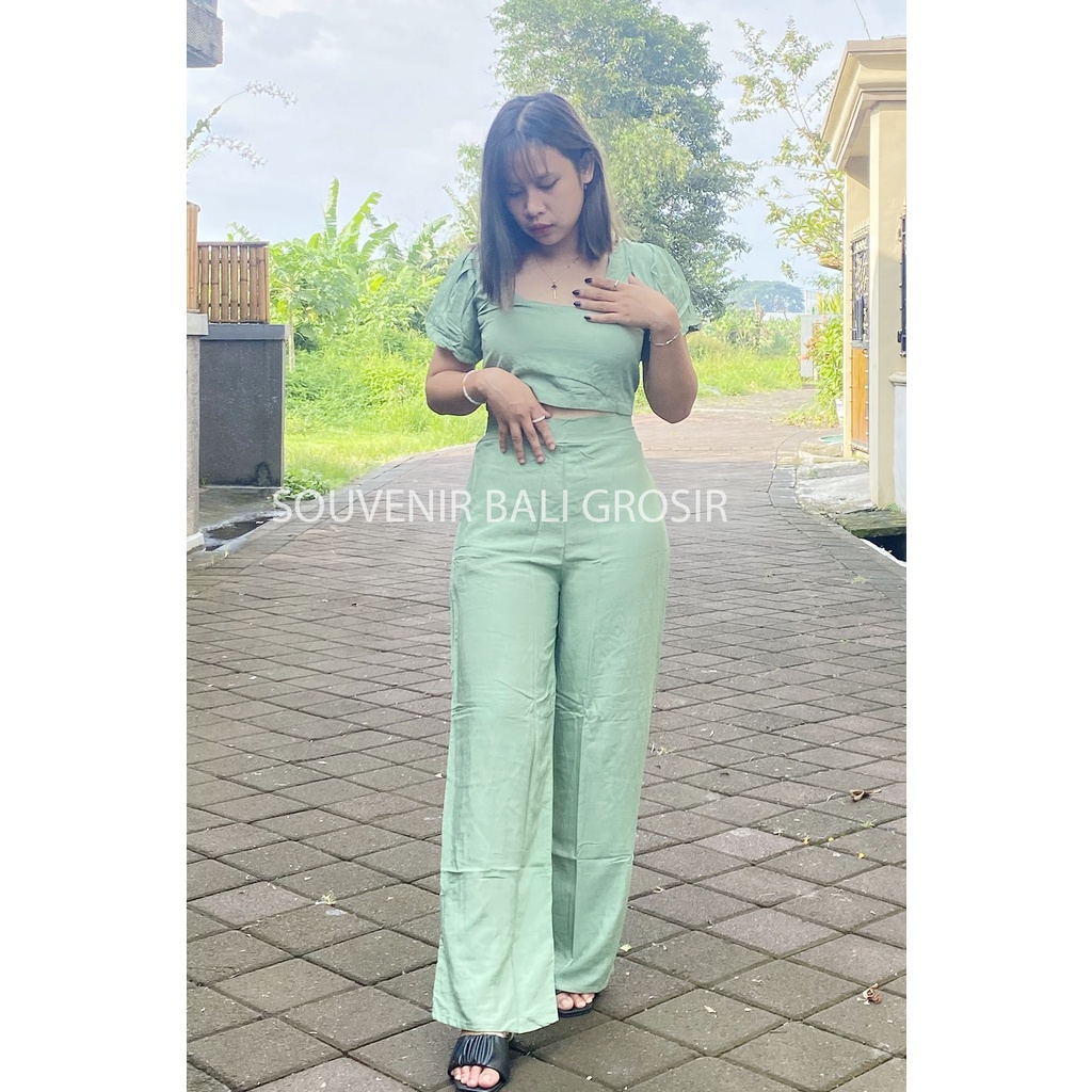 Baju Setelan wanita Crop Square Kekinian Karet / one Set Crop Square/ Top wanita-5
