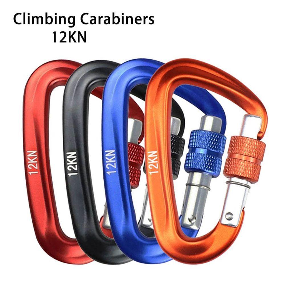 Agustina Climbing Carabiner Bentuk D Hiking Safety Lock Alat Pelindung 12KN Aksesori Luar Ruangan Gesper Gantung