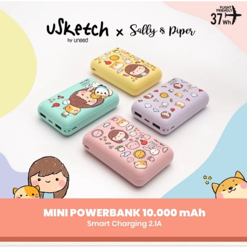 powerbank Usketch by uneed and sally and piper plus pouch preloved