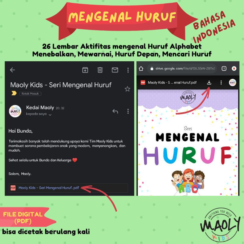 Worksheets Anak Mengenal Huruf Alphabet Printable /Buku Lembar Kerja Anak Ebook /Materi Belajar Anak