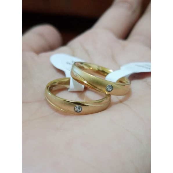 Cincin couple tunangan/nikahan gold bisa sepasang/satuan-B